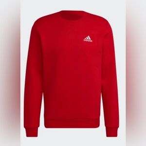 •ADIDAS•TRUE RED ESSENTIALS FLEECE CREWNECK LOGO SWEATSHIRT SIZE LARGE EUC